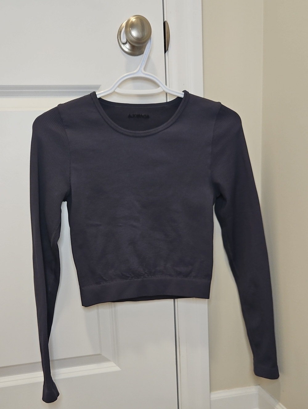 Adanola Long Sleeve Crop Top in Navy Blue